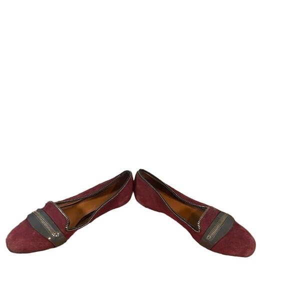 Rebecca Minkoff Maroon Suede Zippered Detail Flats Women SZ 7 - Picture 2 of 11